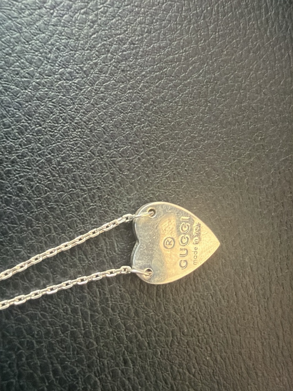 Gucci Silver Heart Tag Necklace - Silver